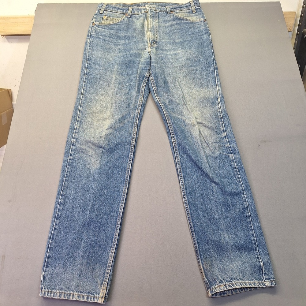 VNTG Levis 505 Orange Tab Jeans Mens 36x34 Made in USA Blue Denim Needs A Zipper